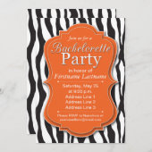 Oranje Zebra Print Bachelorette Party uitnodiginge Kaart (Voorkant / Achterkant)