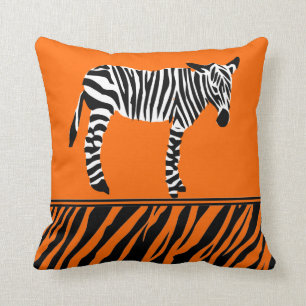 oranje zebra print heldere kussens