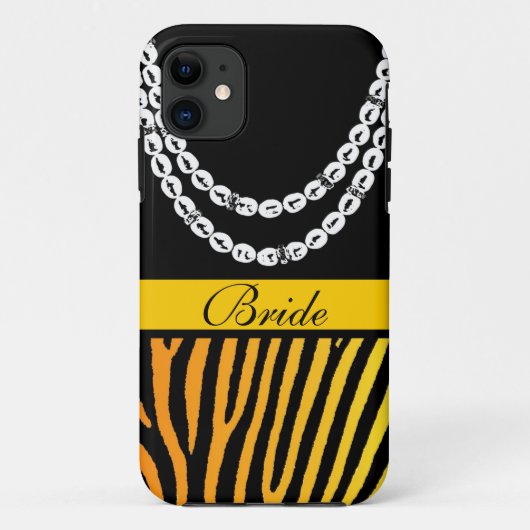 Oranje zebra strepen bruid parels iphone 5 hoes (Achterkant)