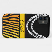 Oranje zebra strepen bruid parels iphone 5 hoes (Achterkant (horizontaal))