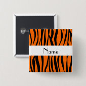 Oranje zebra strepen witte streep vierkante button 5,1 cm (Voorkant /achterkant)