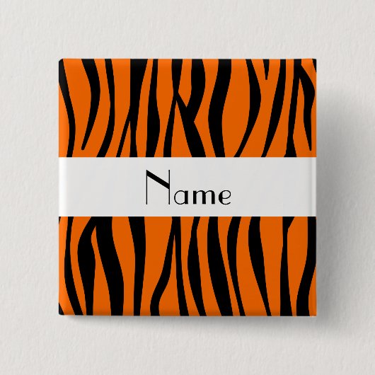 Oranje zebra strepen witte streep vierkante button 5,1 cm (Voorkant)