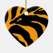Oranje Zebra Stripe Animal Print Keramisch Ornament (Achterkant)
