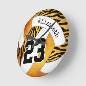 oranje zebrapatroon aangepast volleybal ronde klok (Hoek)