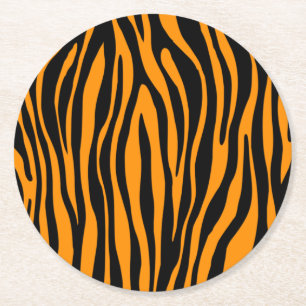 Oranje zebraprint van Princeton Ronde Kartonnen Onderzetter