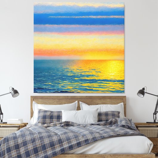 Oranje Zee zonsondergang Canvas Afdruk (Insitu (Slaapkamer))