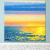 Oranje Zee zonsondergang Canvas Afdruk (Insitu (Houten vloer))