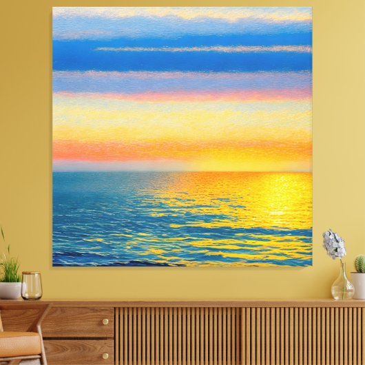 Oranje Zee zonsondergang Canvas Afdruk (Insitu (Woonkamer))