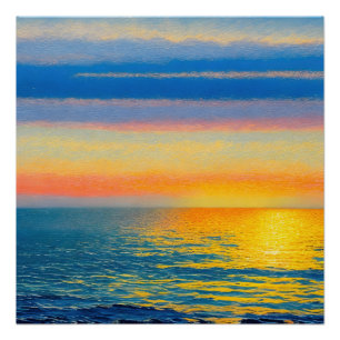 Oranje Zee zonsondergang Perfect Poster