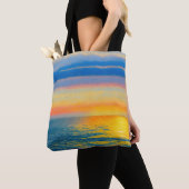 Oranje Zee zonsondergang Tote Bag (Dichtbij)