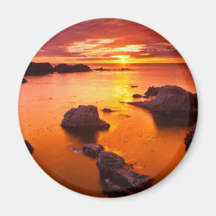 Oranje zeegezicht, zonsondergang, Californië Magneet