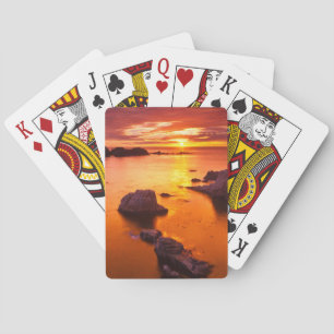 Oranje zeegezicht, zonsondergang, Californië Pokerkaarten
