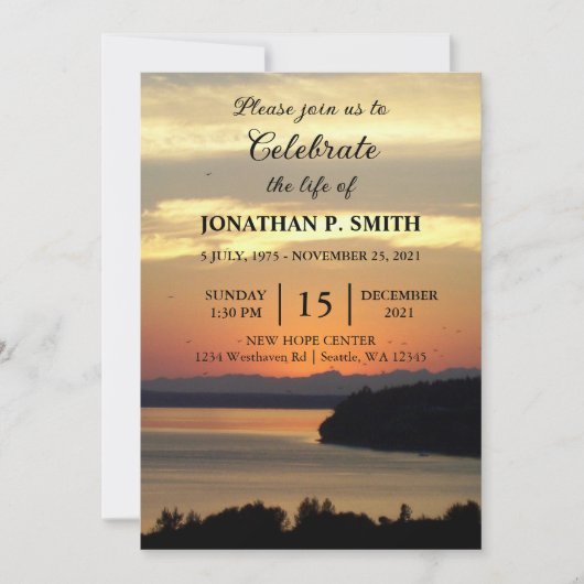 Oranje Zeegezicht Zonsondergang Viering van het Le Kaart (Voorkant)