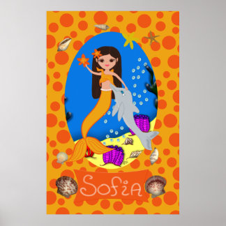 Oranje zeemeermin en Dolphin Print