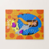 Oranje zeemeermin in de oceaan met een dolfijn legpuzzel (Horizontaal)
