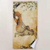 oranje zeemeermin met grens v1 strandlaken (Voorkant)