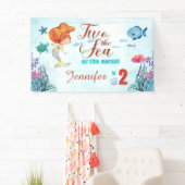 Oranje Zeemeermin Twee het Zee Meisjes 2e Verjaard Spandoek (Insitu)