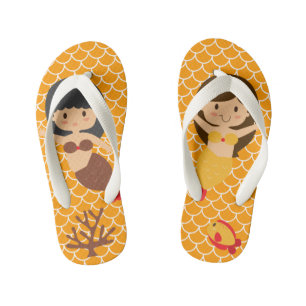 Oranje zeemeerminnen kinder teenslippers