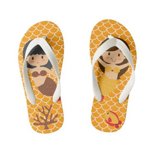 Oranje zeemeerminnen kinder teenslippers (Voetbed)