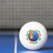 Oranje zeepaardje op kleurrijke argyle patroon pingpongbal (Net)