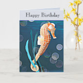 Oranje zeepaardje tegen het zee met bubbels Kaart (Gele Bloem)