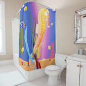 Oranje zeepaardje vastgemaakt op Zee Weed Douchegordijn (In situ)