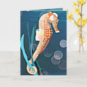Oranje zeeppaard tegen het zee met luchtbelletjes kaart (Gele Bloem)