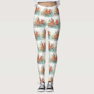 Oranje Zeeschelpen op het strand waterverf schilde Leggings