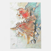 Oranje Zeeschelpen op het strand waterverf schilde Theedoek (Verticaal)