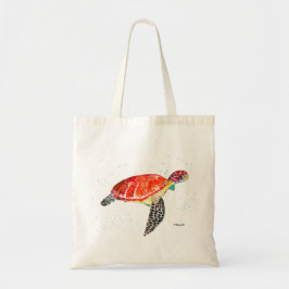 Oranje zeeschildpad aquarel kust tropisch tote bag