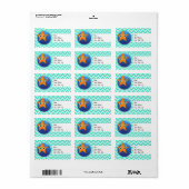 Oranje zeester; Aqua Green Chevron Etiket (Full Sheet)