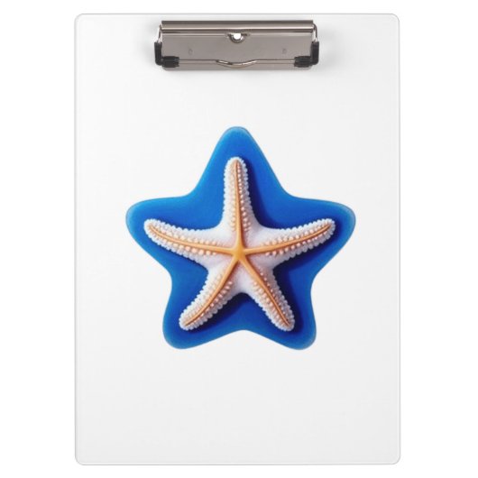 Oranje Zeester in Blauw Klembord (Voorkant)