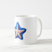 Oranje Zeester in Blauw Koffiemok (Voorkant rechts)