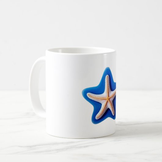 Oranje Zeester in Blauw Koffiemok (Voorkant links)
