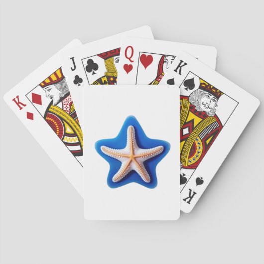 Oranje Zeester in Blauwe Ster Pokerkaarten (Achterkant)