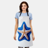 Oranje zeester in Blue Star Silhouette Schort (Gedragen)