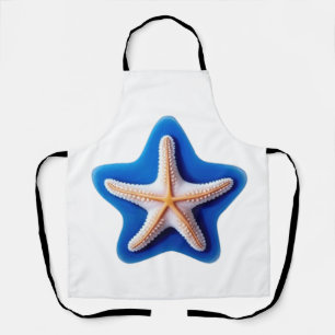 Oranje zeester in Blue Star Silhouette Schort