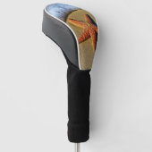 Oranje Zeester Op Strand Golfheadcover (Schuin)