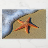 Oranje Zeester Op Strand Voedselcontainer Etiket (Enkel label)
