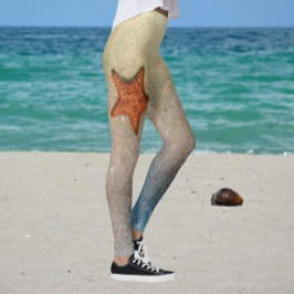 Oranje Zeester Zand en Surf Kust Chic Leggings