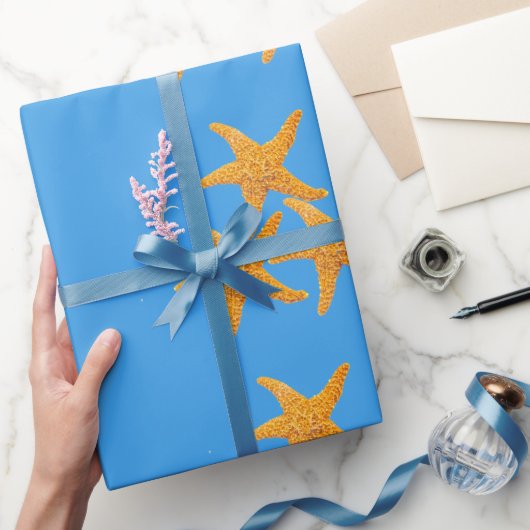 Oranje Zeesterren Cadeaupapier (Geschenken)