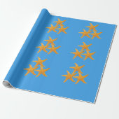 Oranje Zeesterren Cadeaupapier (Uitgerold)