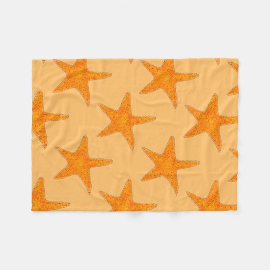 Oranje zeestrand sterren Star Fish Life Fleece Deken (Voorkant (Horizontaal))