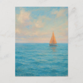 Oranje Zeilbootreis - Pastel Schilderstijl Kunst Briefkaart