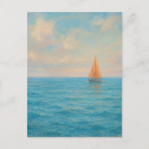 Oranje Zeilbootreis - Pastel Schilderstijl Kunst Briefkaart