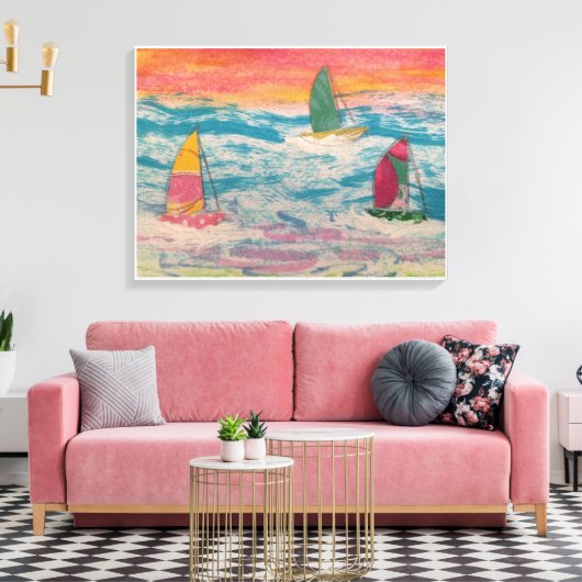 Oranje zeilhemel canvas afdruk (Insitu (Woonkamer))