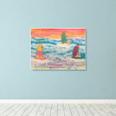 Oranje zeilhemel canvas afdruk (Insitu (Houten vloer))