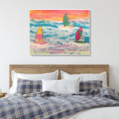 Oranje zeilhemel canvas afdruk (Insitu (Slaapkamer))