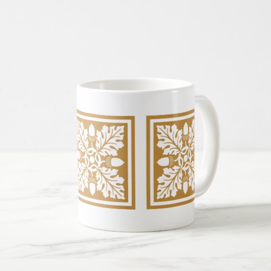 Oranje Zest Acorn en Leaf Tile Design Coffee Mok (Voorkant rechts)
