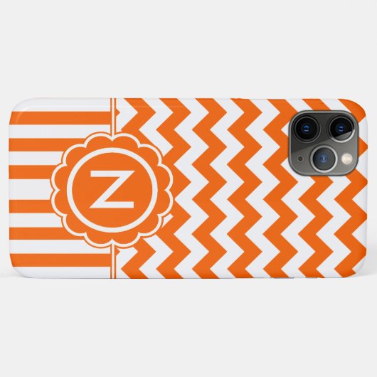 Oranje Zig Zag Monogram Case-Mate iPhone Case (Achterkant (horizontaal))